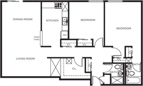 a blueprint of a floor plan with a kitchen and a living room